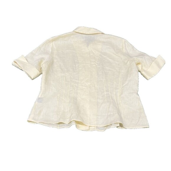 LAFAYETTE 148 Button-Up Short Sleeve Fitted Blue Top Pintuck 100% Linen Size 12 - Picture 6 of 11